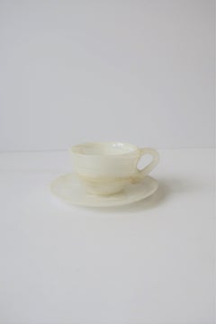 White Onyx Espresso Coffee or Tea Demitasse Cup and Saucer