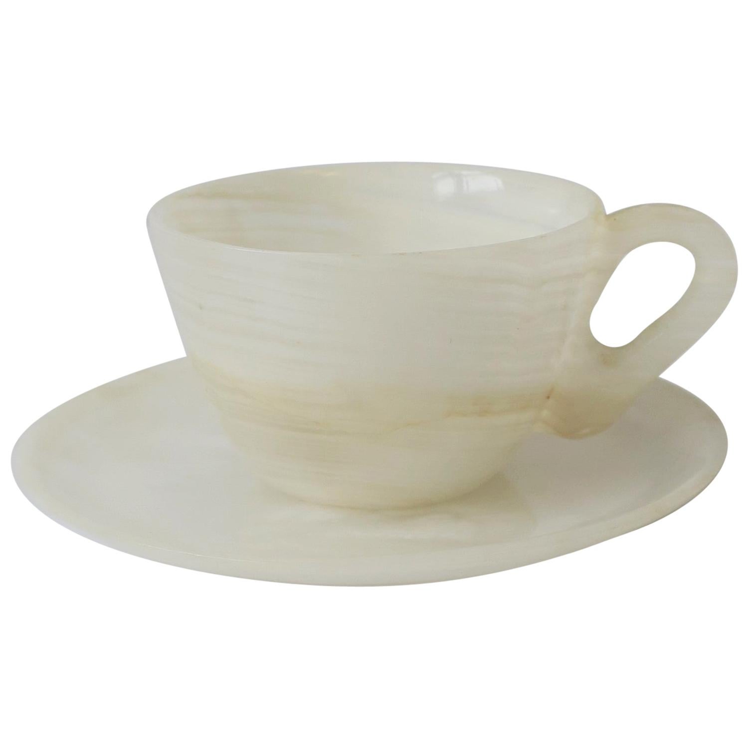 White Onyx Espresso Coffee or Tea Demitasse Cup and Saucer