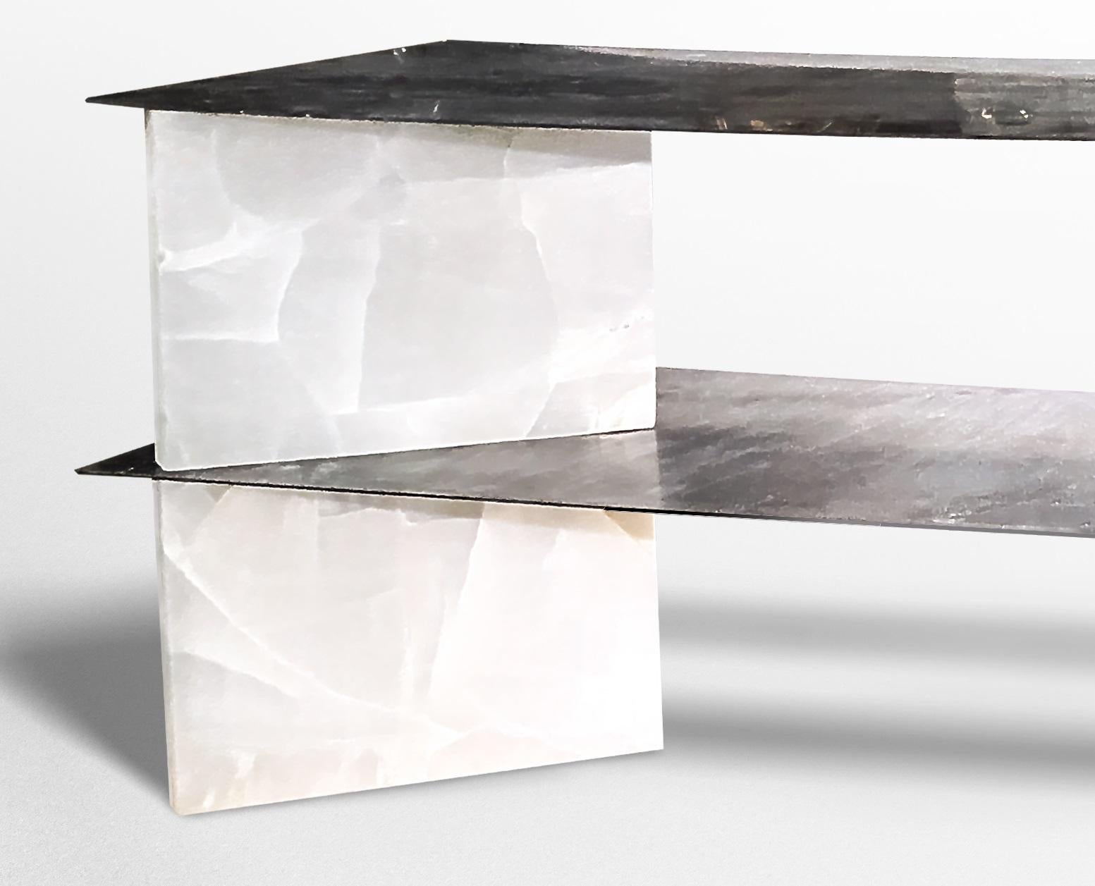 Italian White Onyx Low Console by Studiopepe For Sale