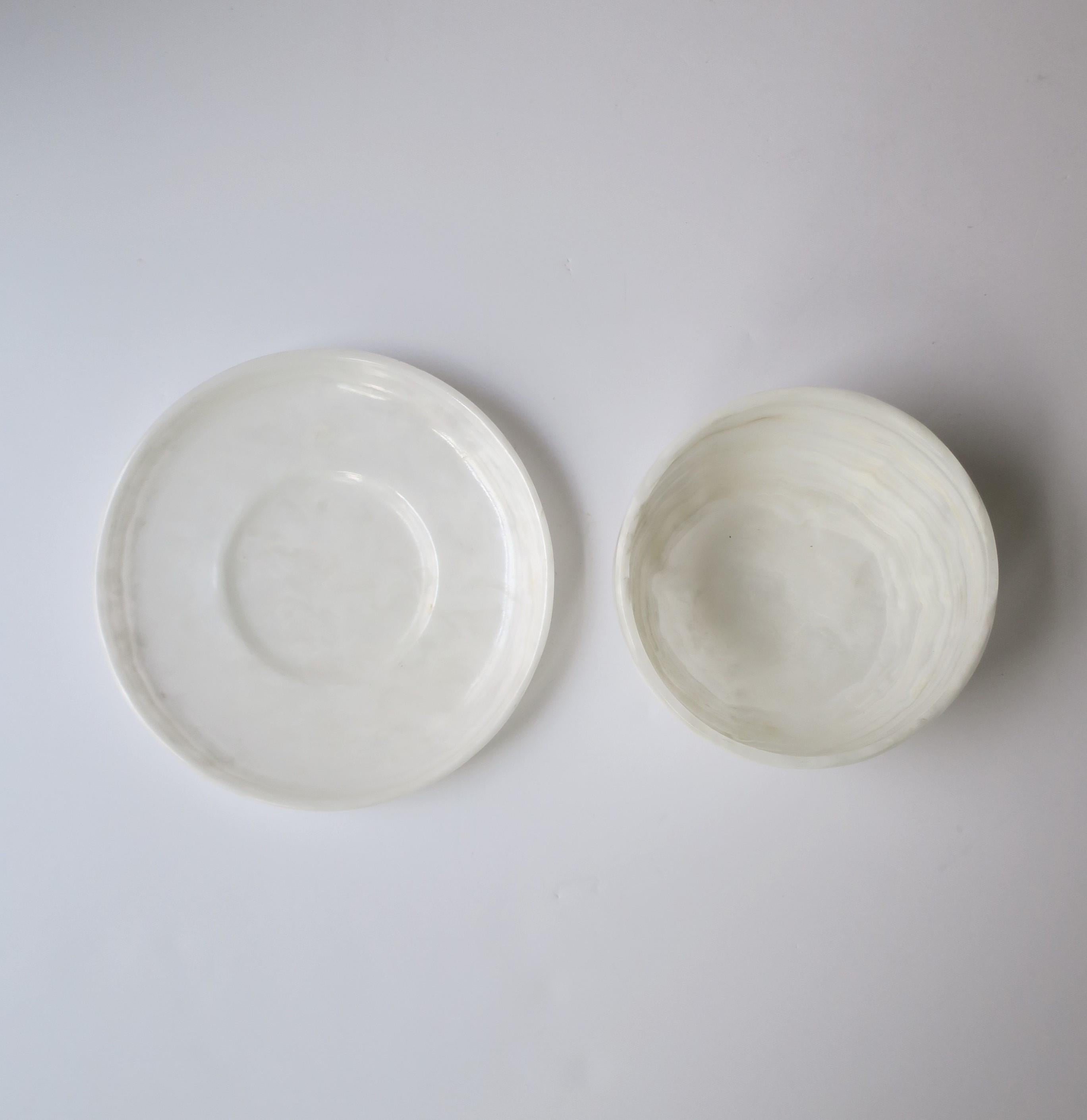 White Onyx Marble Bowl and Saucer 4