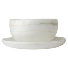 White Onyx Marble Bowl and Saucer