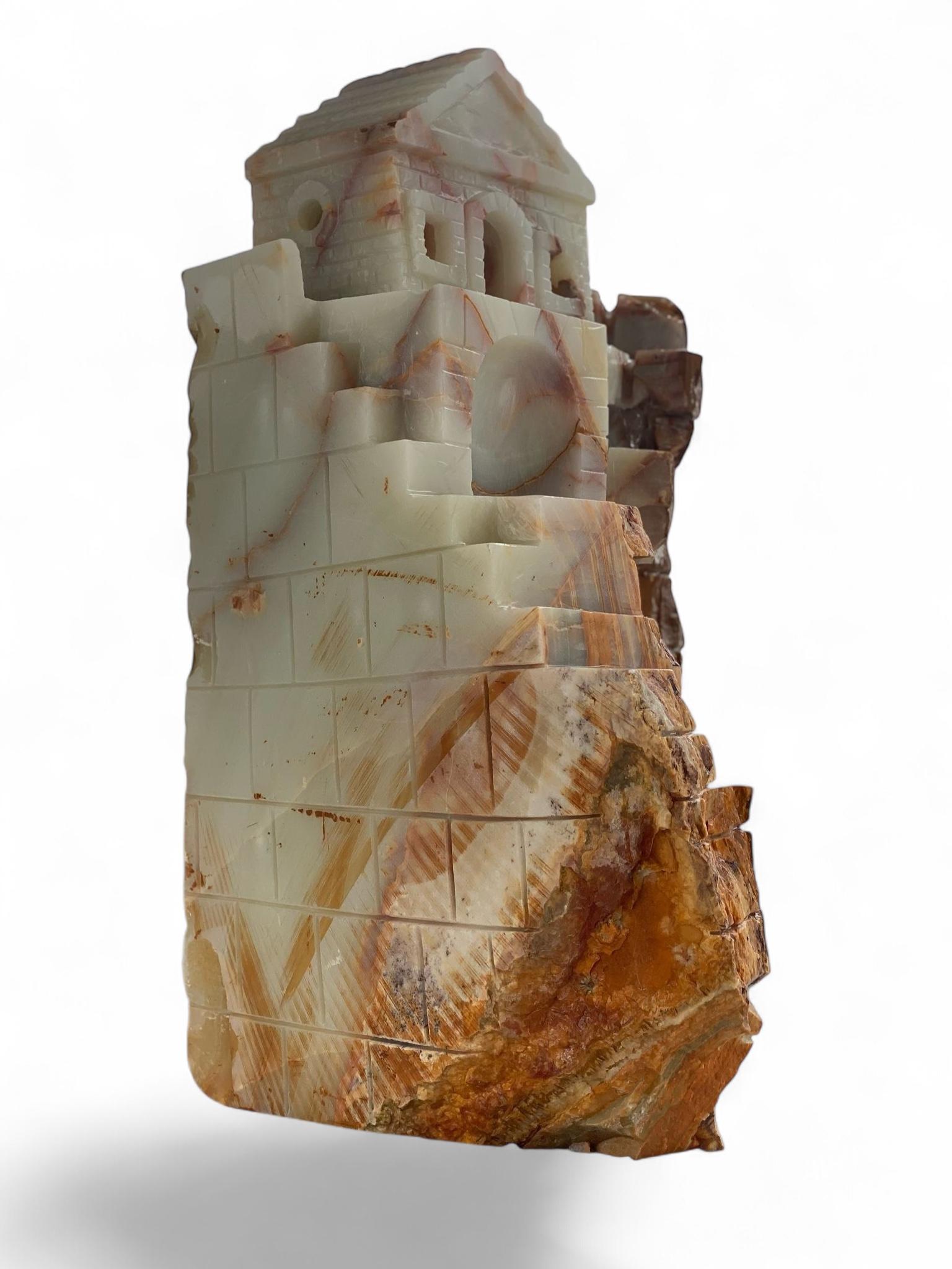 Fuente cascada de mármol ónix - Escultura de piedra tallada a mano Obra de arte de HAAND Moderno orgánico en venta