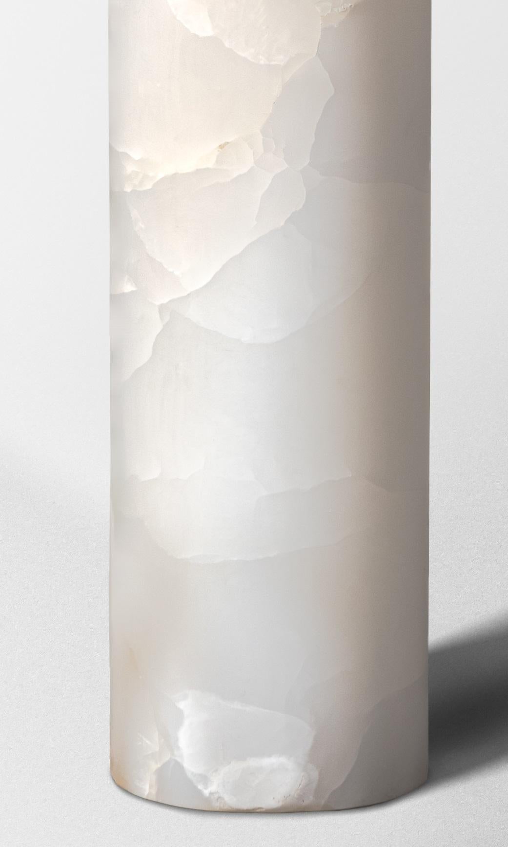 Indian White Onyx Monolith Sculpted Floor Lamp by Paul Matter For Sale