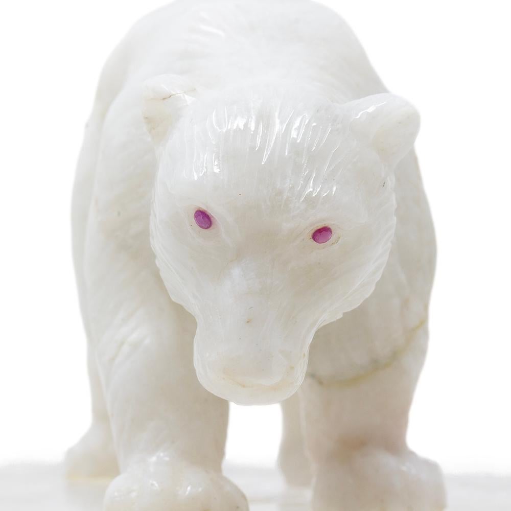 Polar Bear aus weißem Onyx von Alfred Lyndhurst mit Pfau (Faberge-Skulptur 1905-1915) im Angebot 6