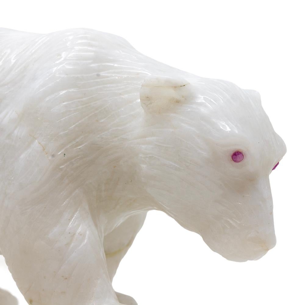 Polar Bear aus weißem Onyx von Alfred Lyndhurst mit Pfau (Faberge-Skulptur 1905-1915) im Angebot 7