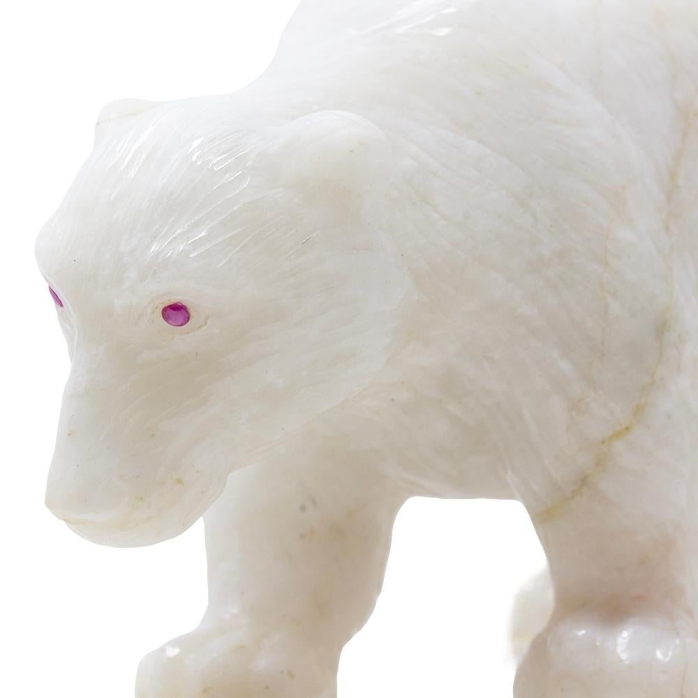 Polar Bear aus weißem Onyx von Alfred Lyndhurst mit Pfau (Faberge-Skulptur 1905-1915) im Angebot 8