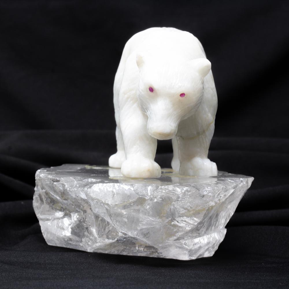 Orso polare in onice bianco di Alfred Lyndhurst Pocock (scultore Faberge 1905-1915) in vendita 1