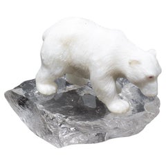 Ours polaire en onyx blanc par Alfred Whiting Pocock (sculpteur de Faberge 1905-1915)