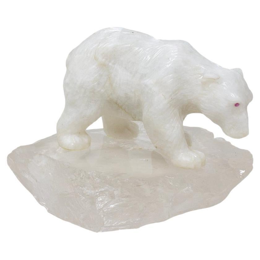 Ours polaire en onyx blanc par Alfred Lyndhurst Pocock Sculpteur Fabergé en vente