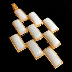 White Onyx Rectangular 'Brick' Pendant on Collar