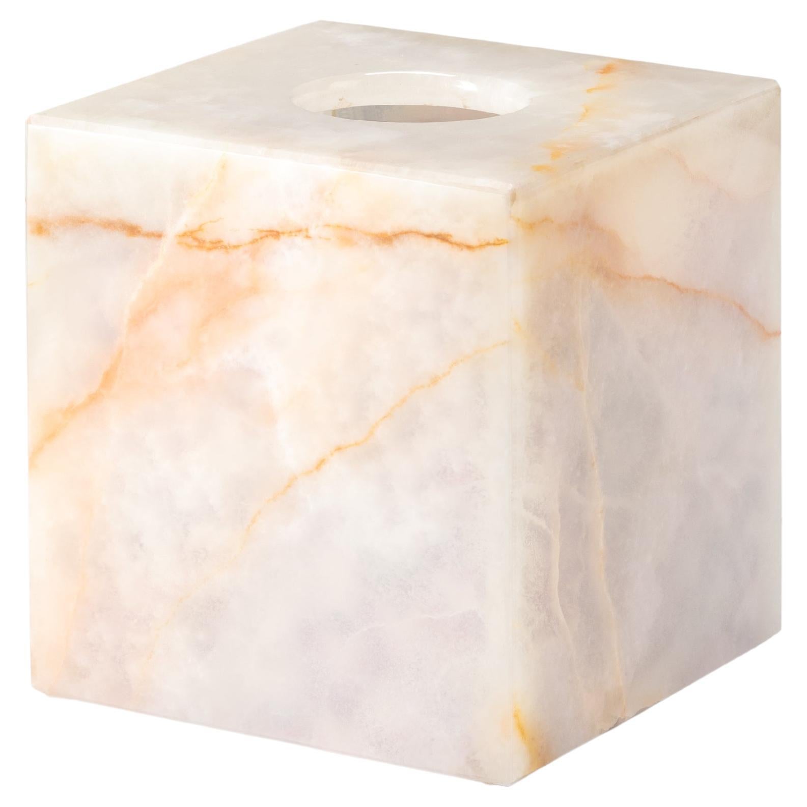 White Onyx Square Tissue Box For Sale