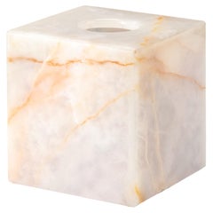 White Onyx Square Tissue Box