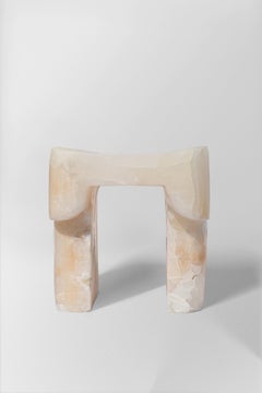 Organic Form, Contemporary Natural White Onyx Stool by Henry Wilson