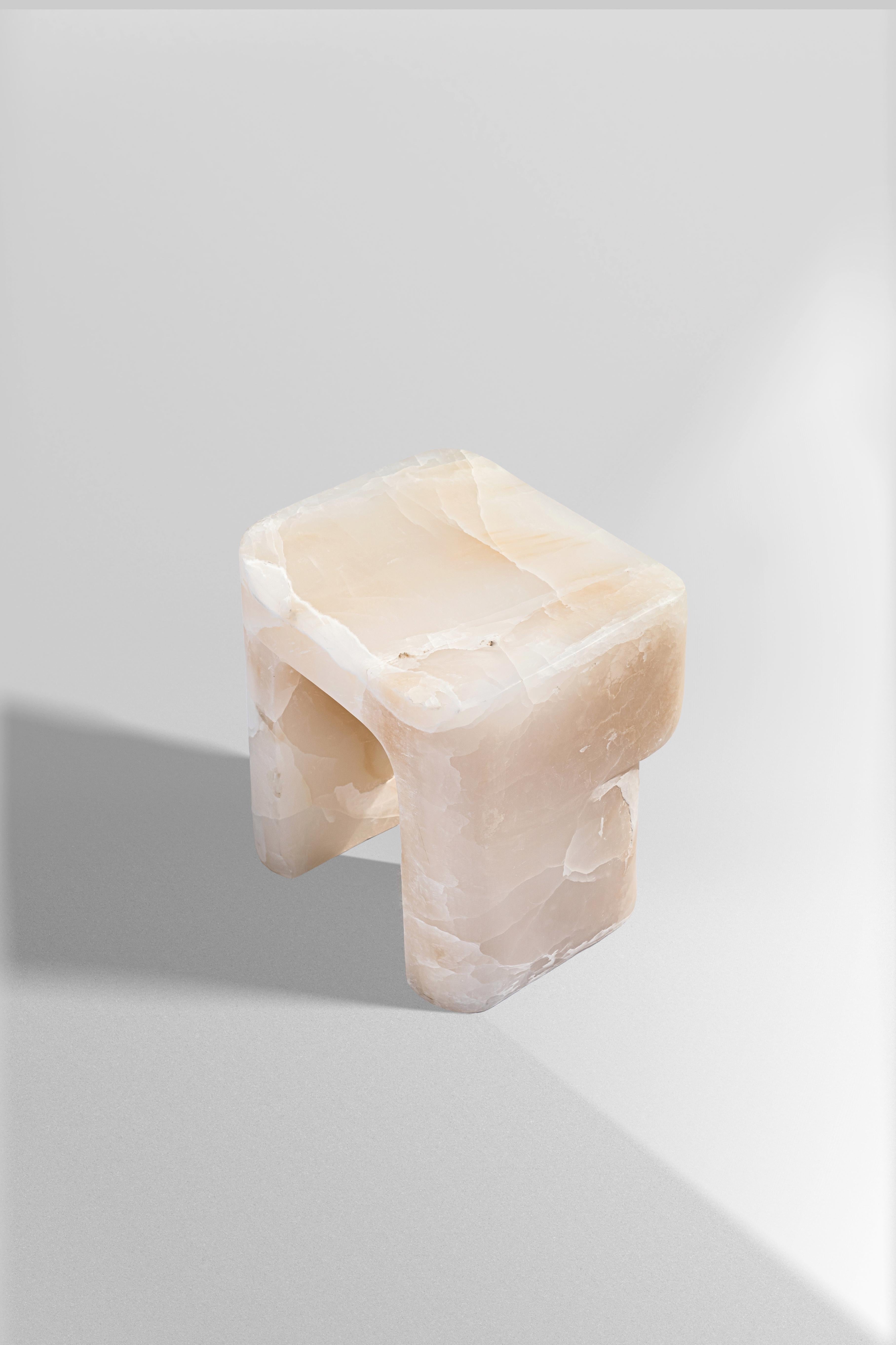 Other White Onyx Stool by Henry Wilson For Sale