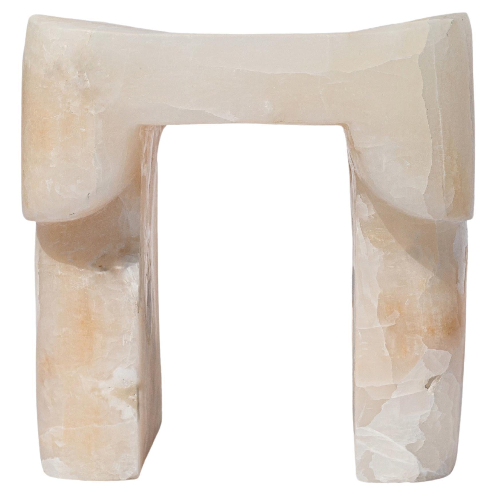 White Onyx Stool by Henry Wilson For Sale