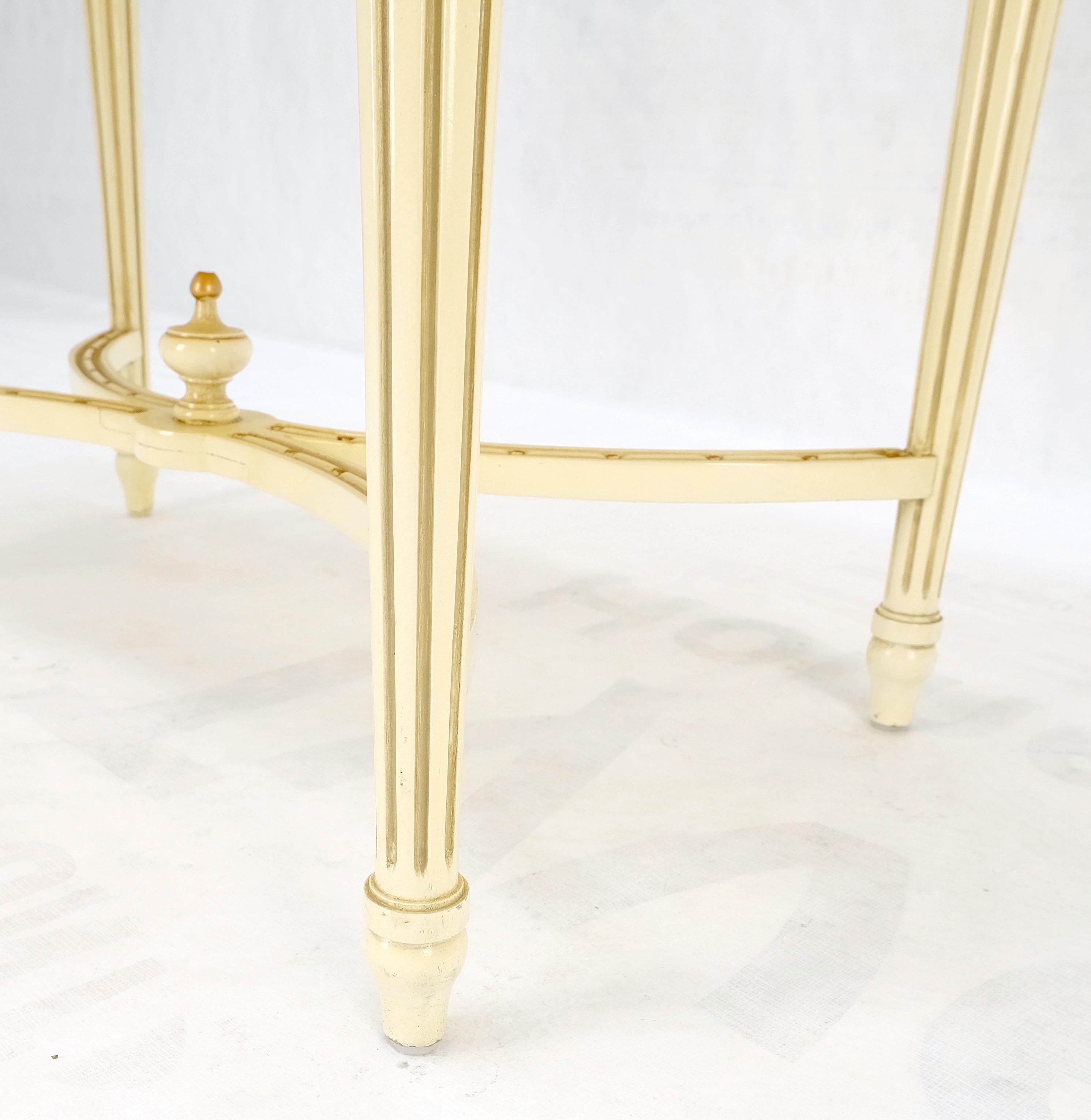 20th Century White Onyx Top Stadium Shape Top Beige Lacquer Carved Stretcher Base Side Table For Sale