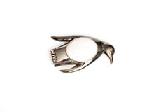White Opal 17.57 Carat, Diamond and White Gold Penguin Brooch
