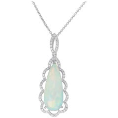 White Opal and Diamond Pendant