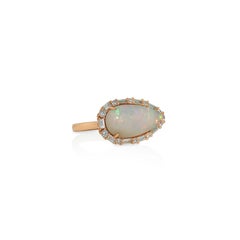 White Opal and Diamond Ring