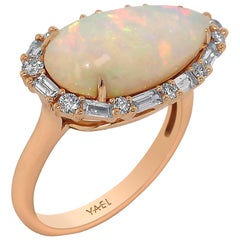 White Opal and Diamond Ring