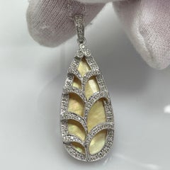 White Opal and Diamond White Gold Pendant