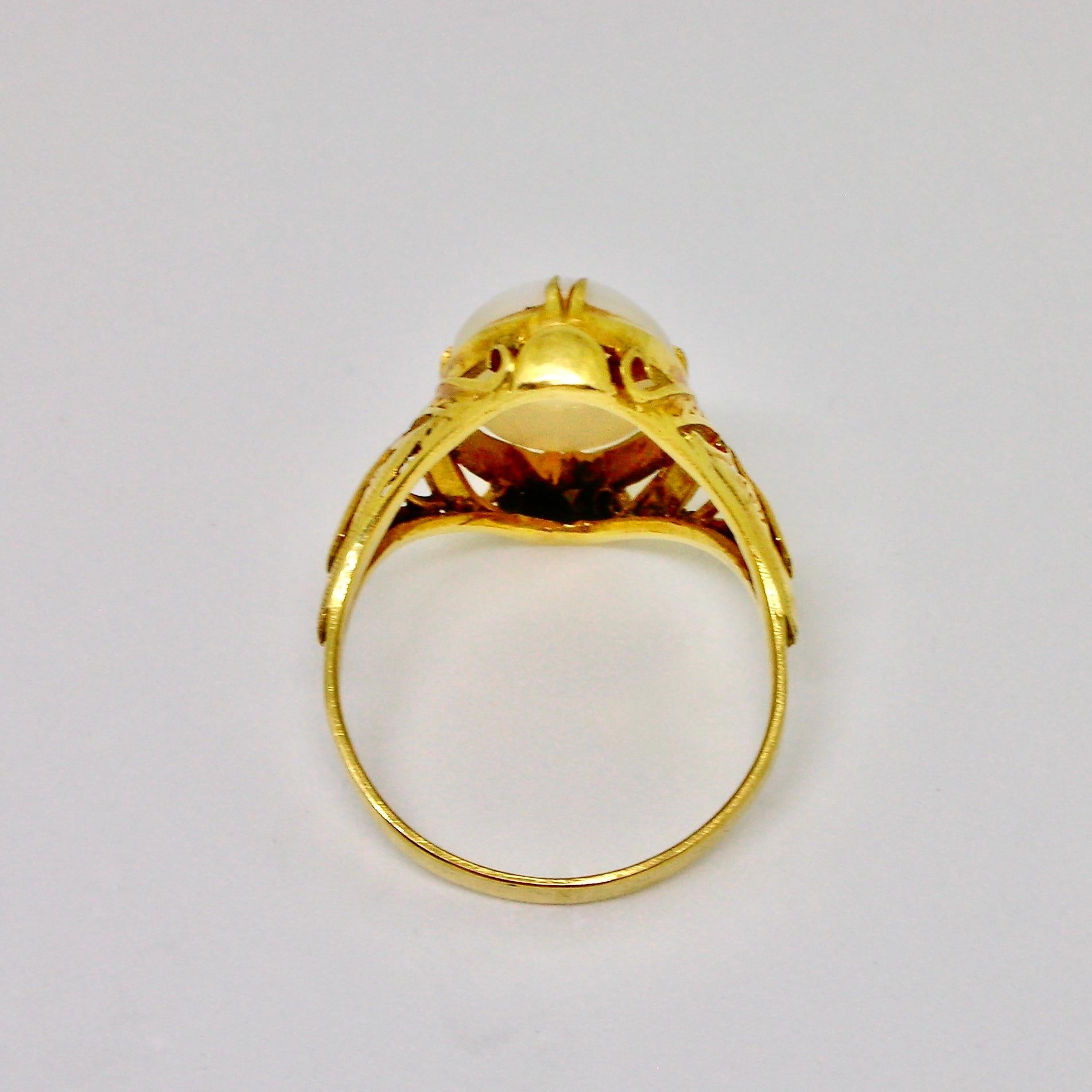 Women's or Men's White Opal Art Nouveau Ring For Sale