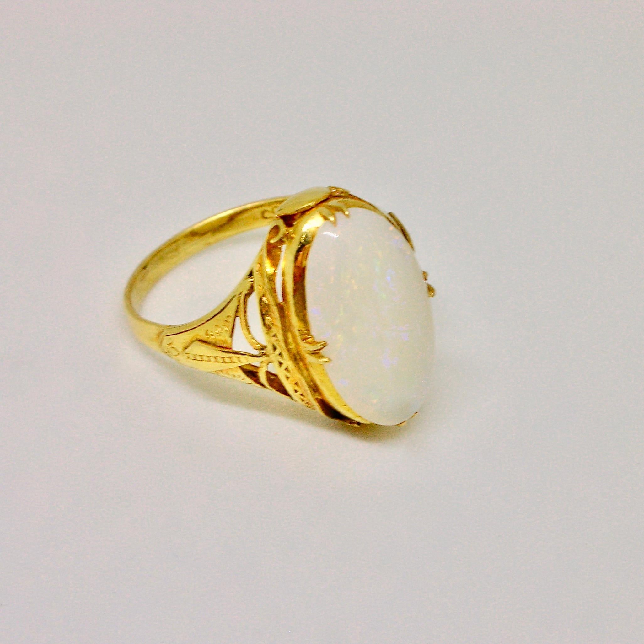 White Opal Art Nouveau Ring For Sale 1