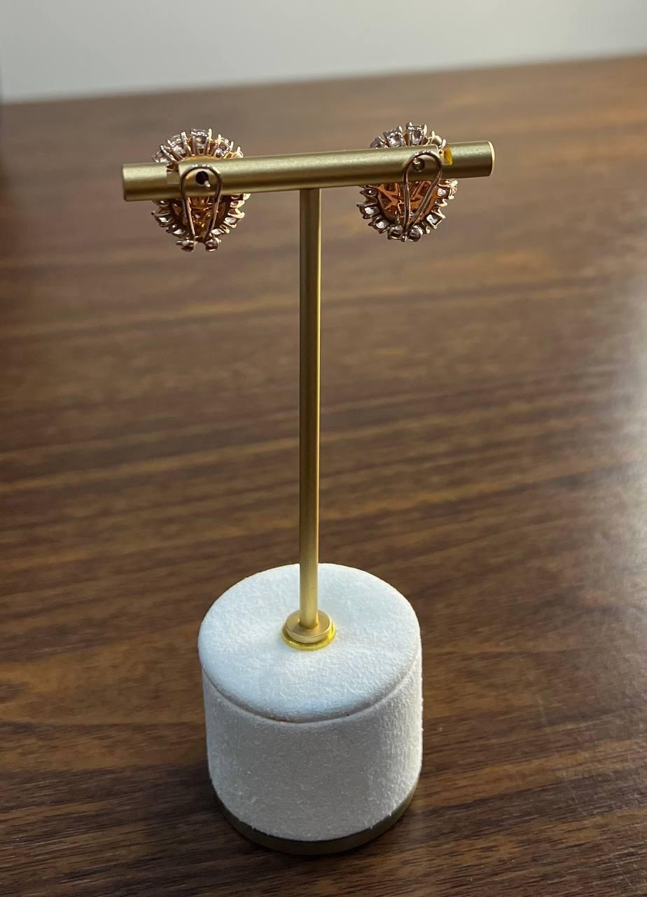 White Opal Brown Diamonds Peach Morganites 18K Rose Gold Statement Earrings In New Condition For Sale In Oakton, VA