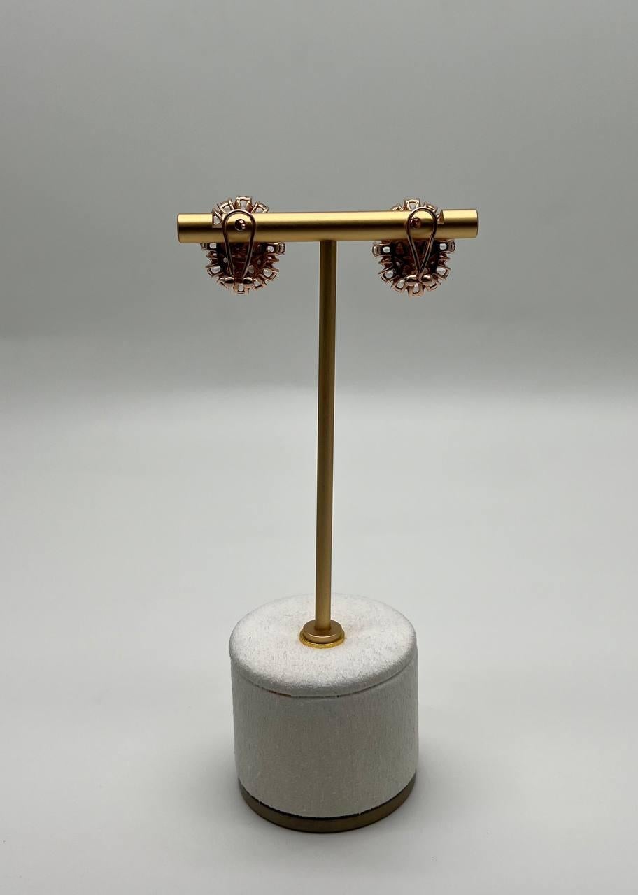 White Opal Brown Diamonds Peach Morganites 18K Rose Gold Statement Earrings For Sale 3
