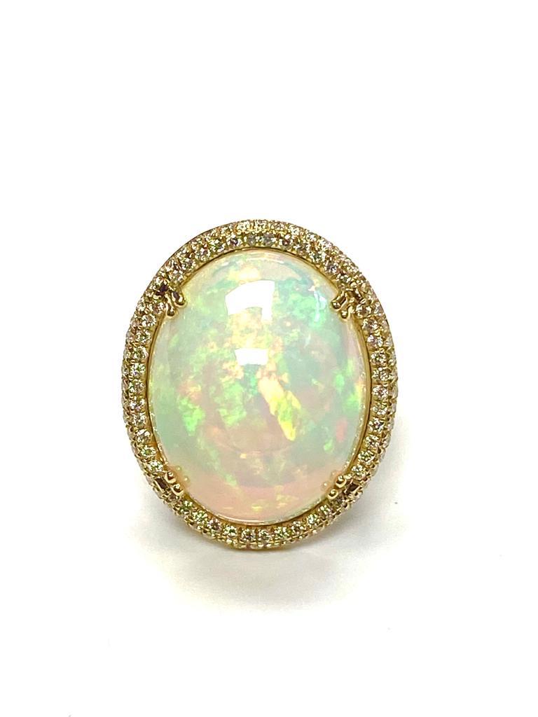 Goshwara White Opal Cabochon And Diamond Ring For Sale 4