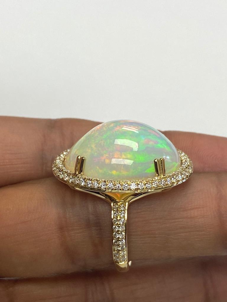 Goshwara White Opal Cabochon And Diamond Ring For Sale 5