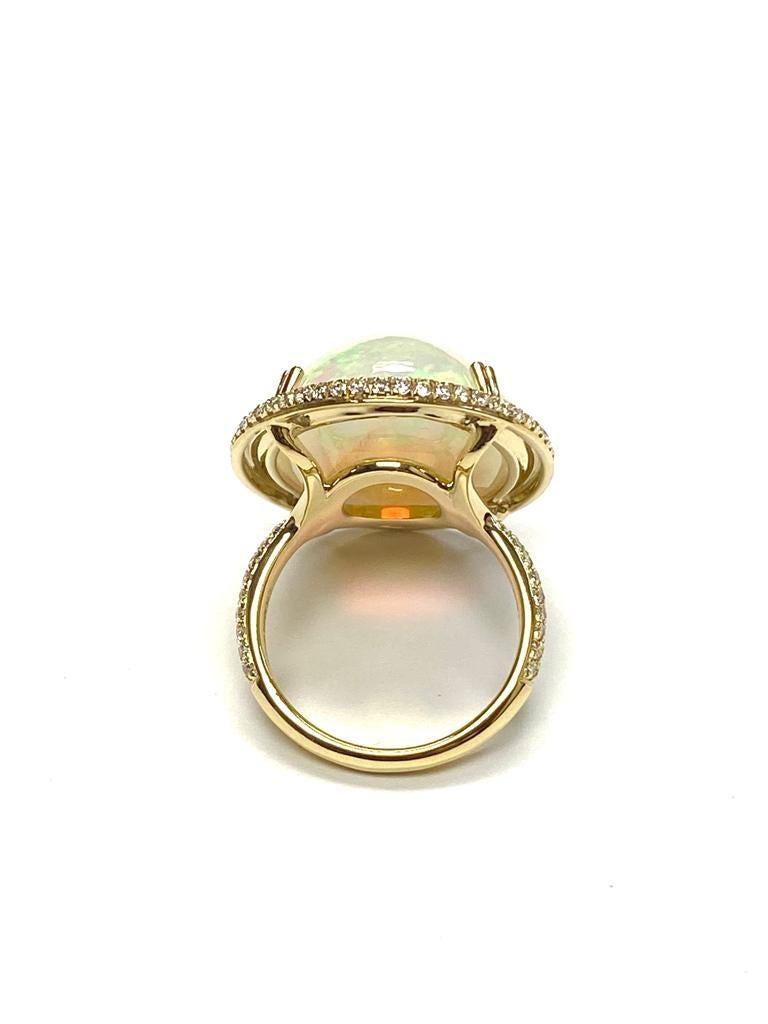 Goshwara White Opal Cabochon And Diamond Ring In New Condition For Sale In New York, NY