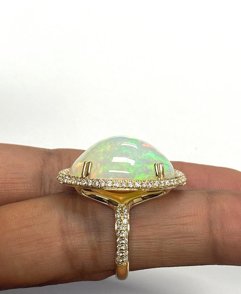Goshwara White Opal Cabochon And Diamond Ring For Sale 1