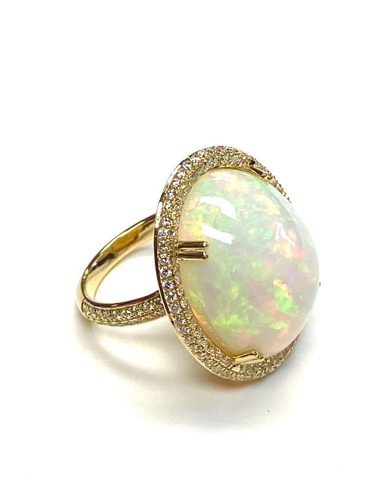 Goshwara White Opal Cabochon And Diamond Ring For Sale 2
