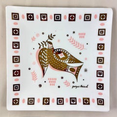 Vide-poche colombe en verre opale blanc, Briard, années 1960