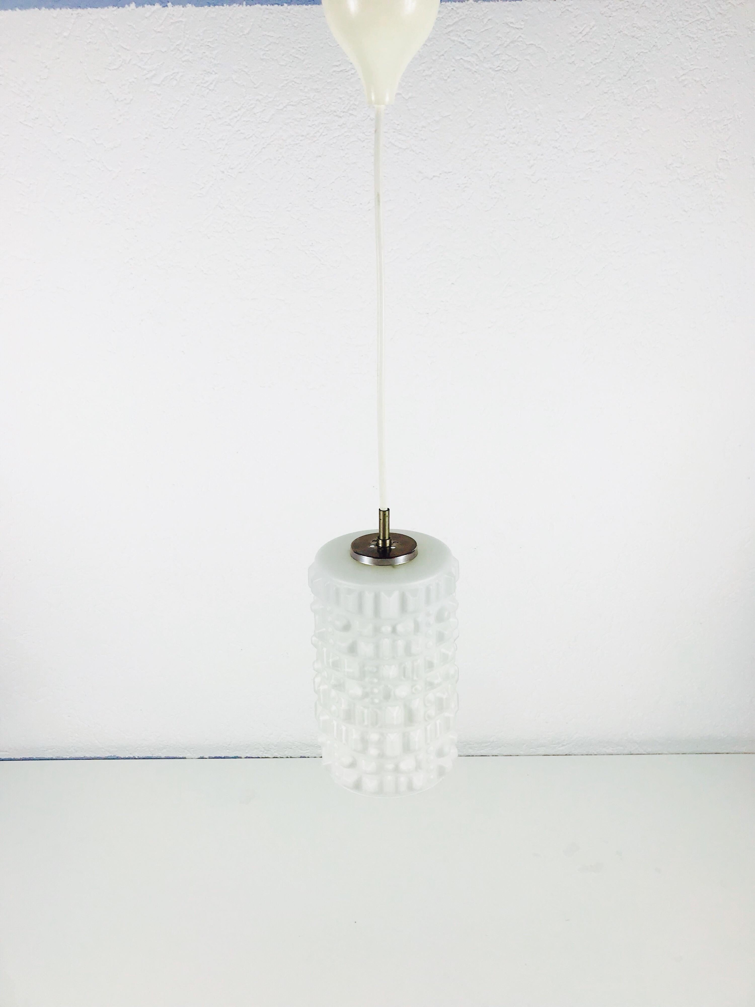 Aluminum White Opal Hanging Lamp by Peill and Putzler, 1970s, Germany For Sale