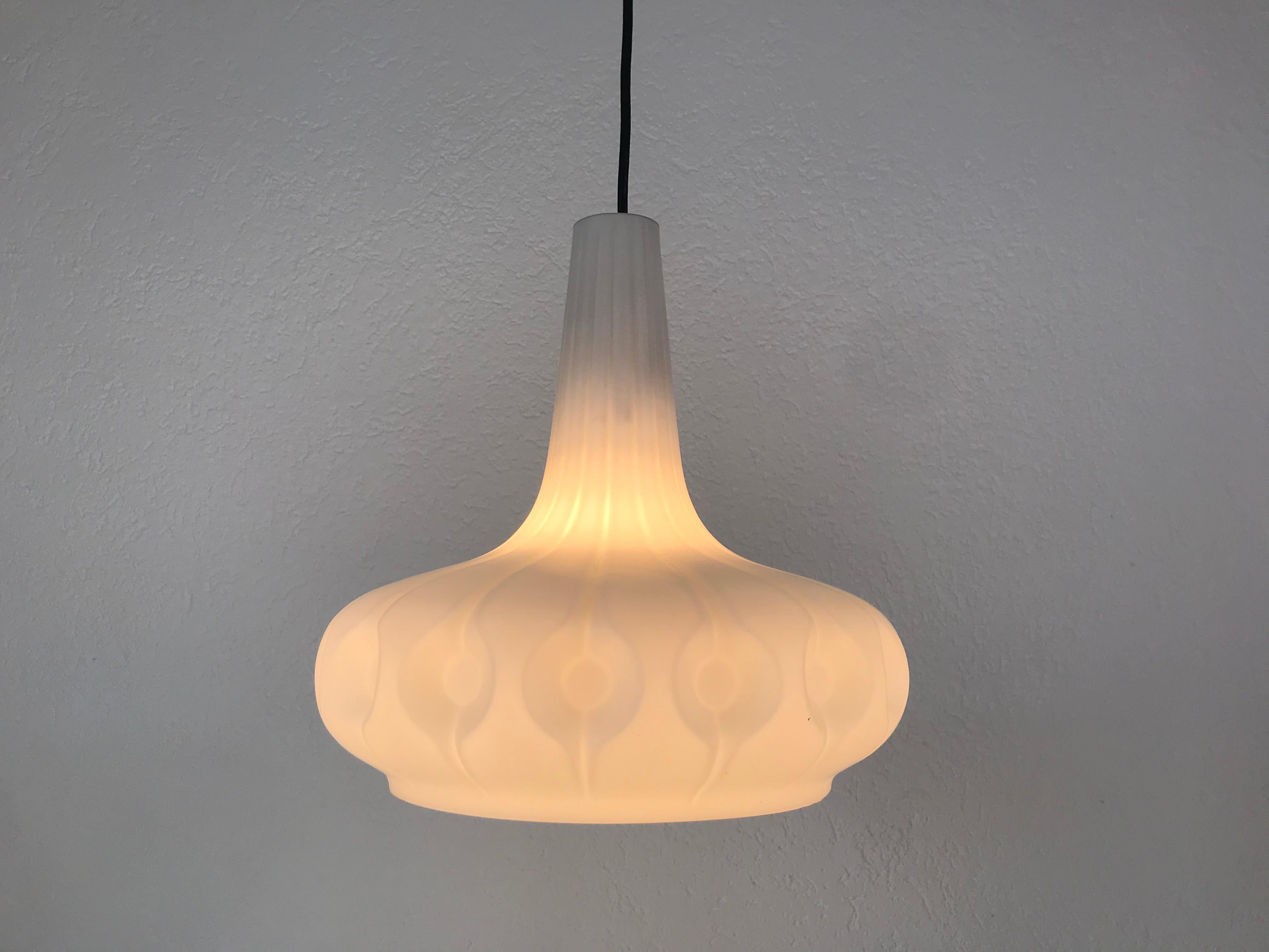 Aluminum White Opal Hanging Lamp by Peill & Putzler, 1970s, Germany For Sale