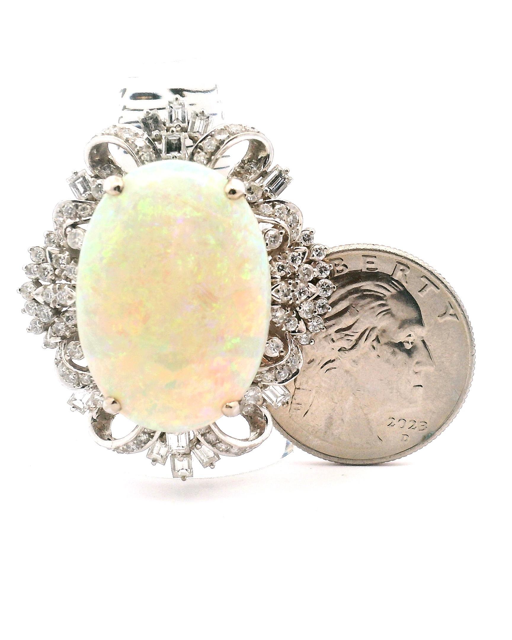 Donna Ciondolo/anello in opale bianco in vendita