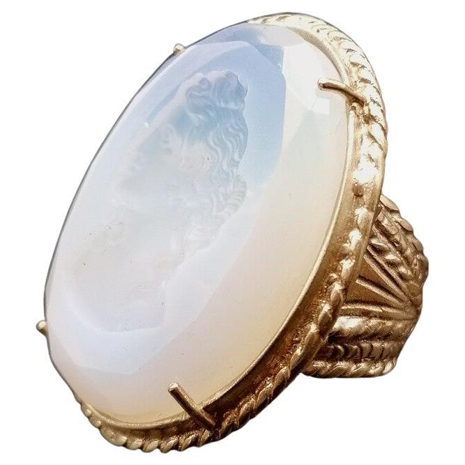 White Opal Ring in Pure Bronze and Murano Glass by Patrizia Daliana For Sale