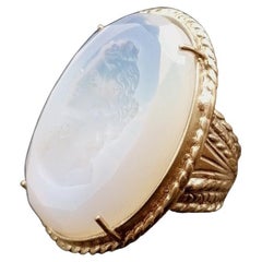 White Opal Ring in Pure Bronze and Murano Glass by Patrizia Daliana