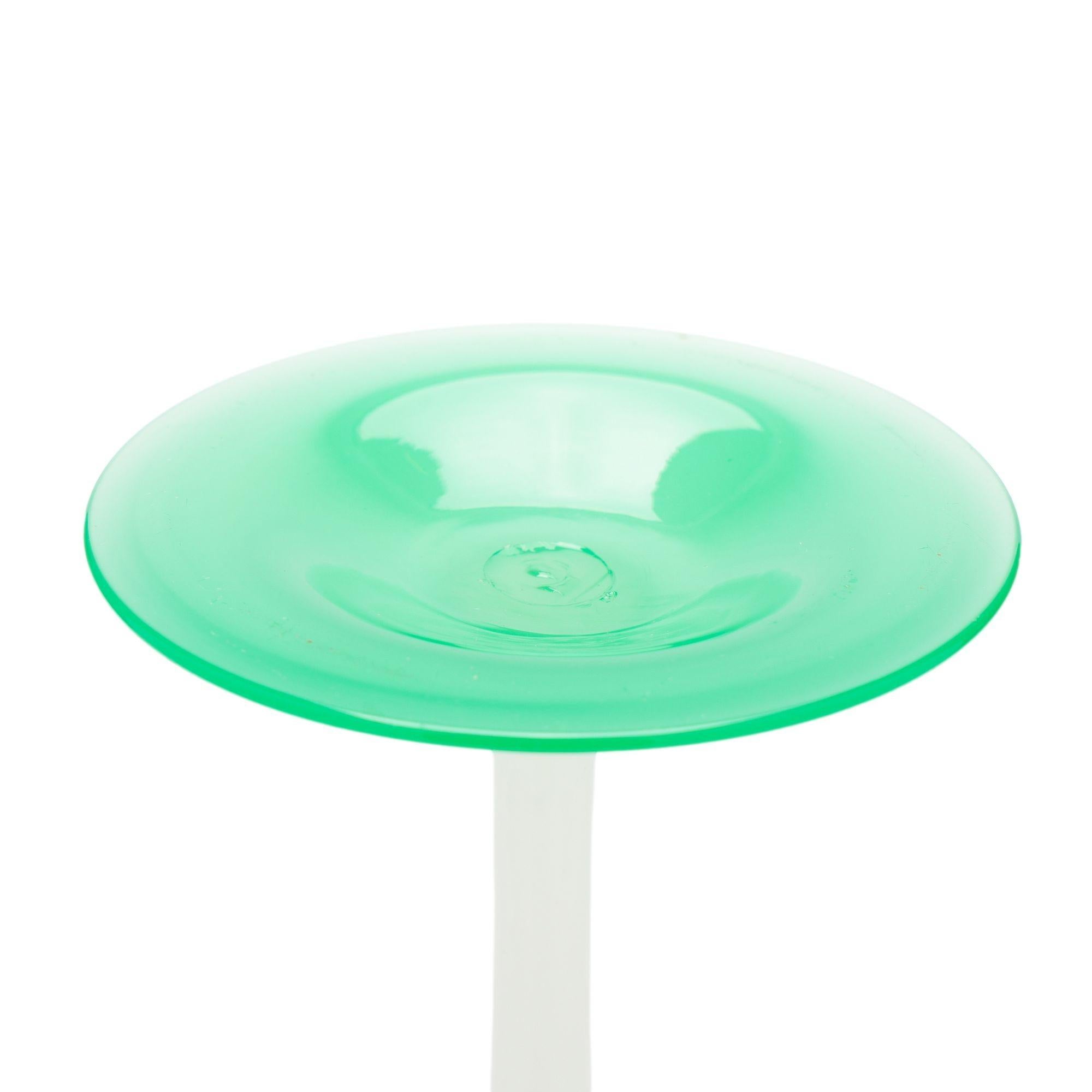 Blown Glass White opaline and jade glass candlestick by Steuben, c. 1925 For Sale