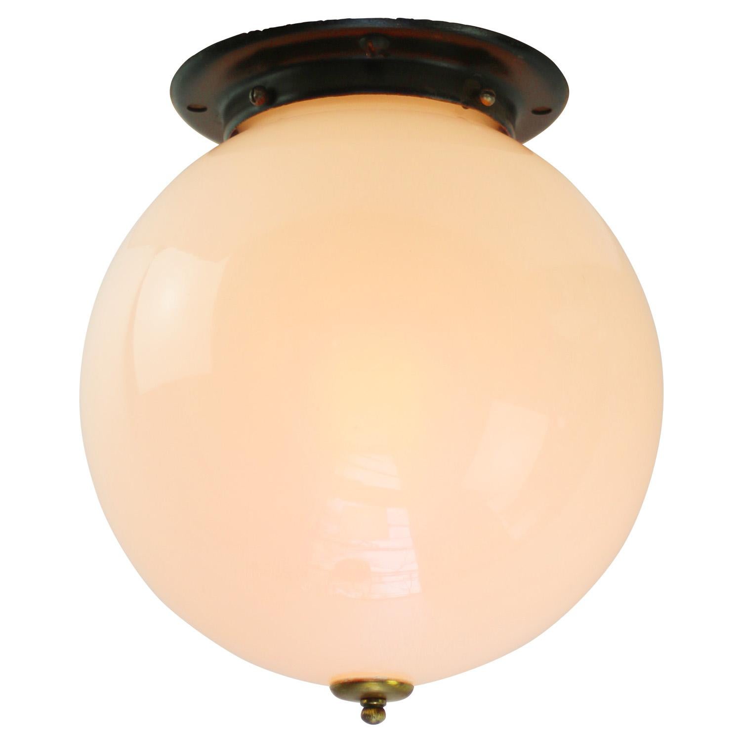 White opaline Art Deco Flush Mounts In Good Condition For Sale In Amsterdam, NL