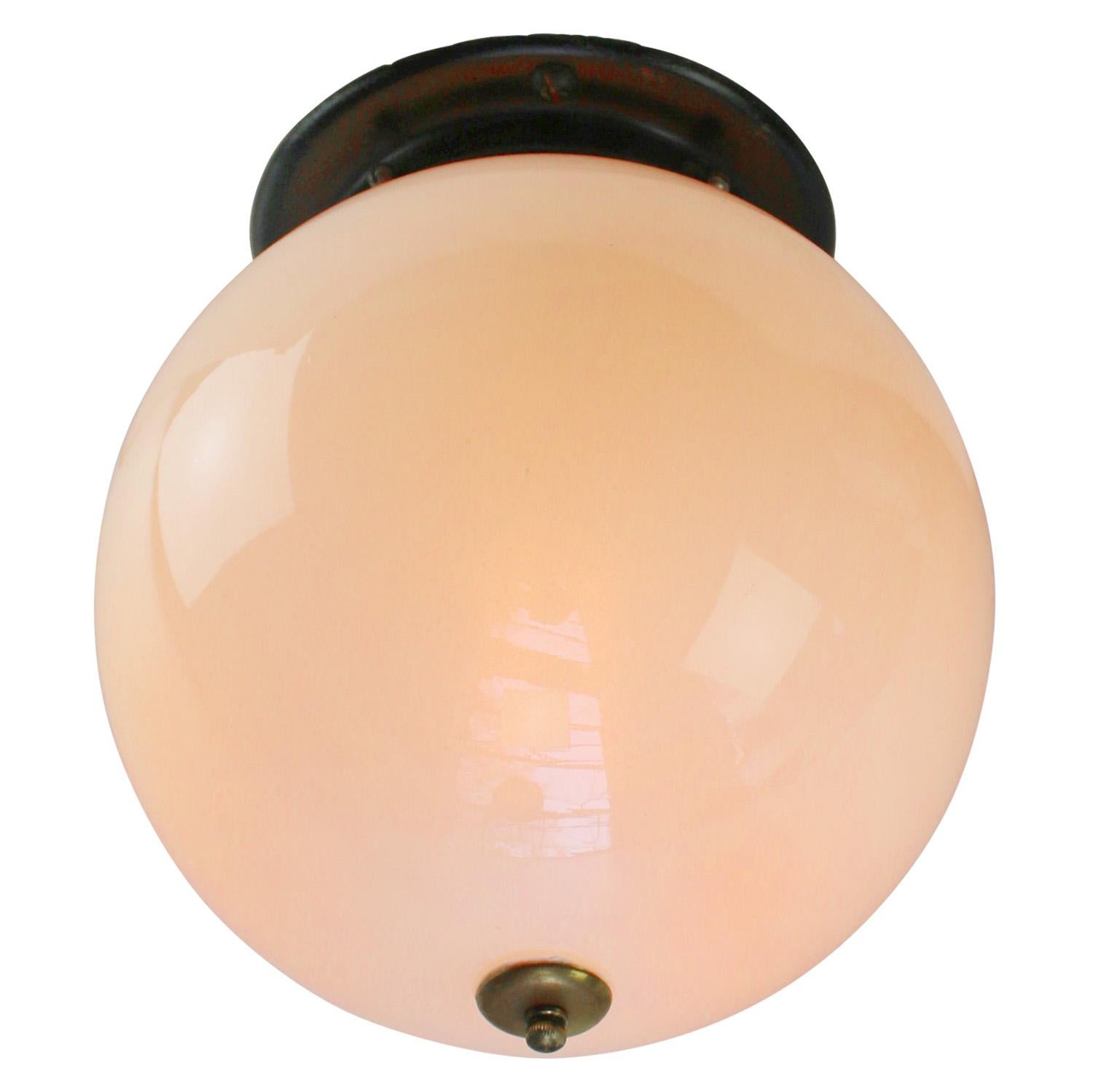 Opaline Glass White opaline Art Deco Flush Mounts For Sale