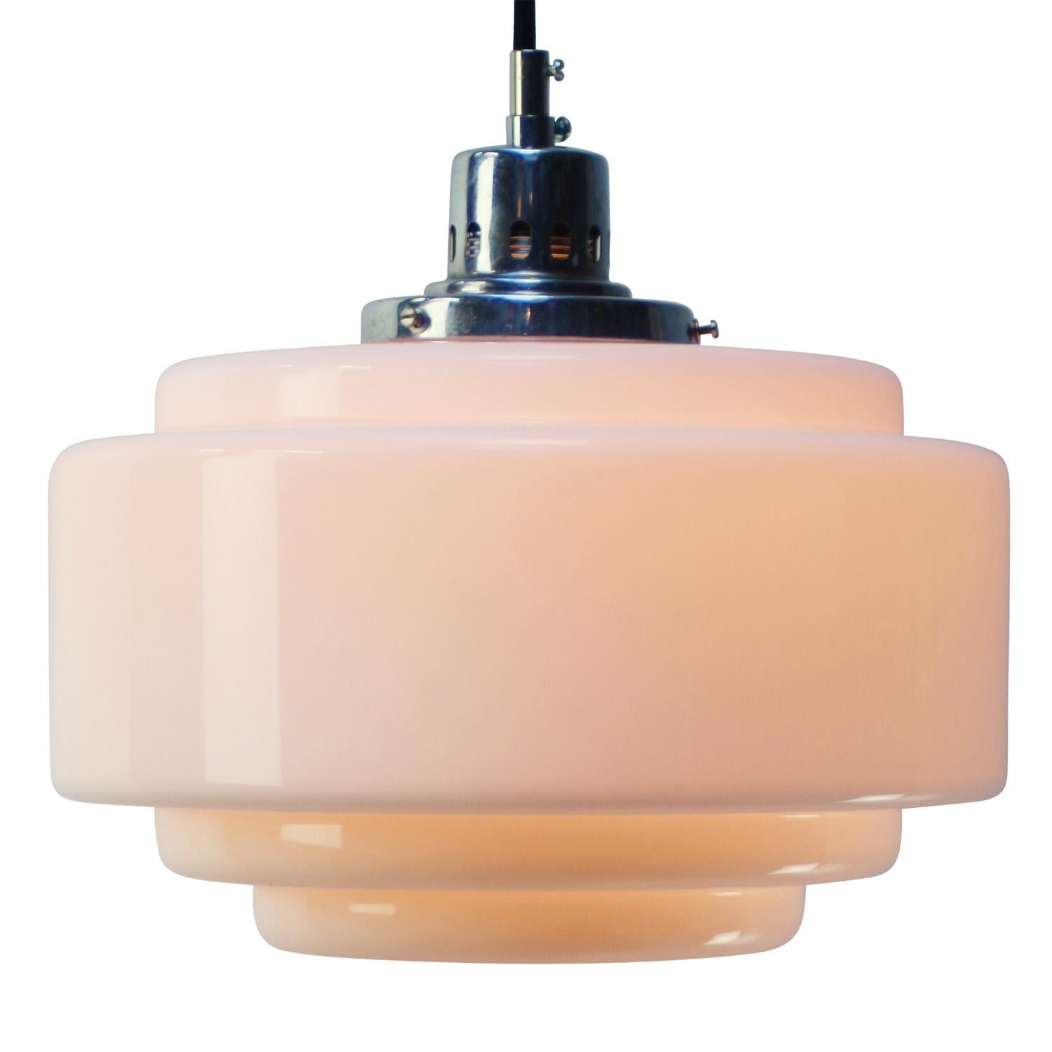 Opaline glass pendant light
Metal top, 2 meter black cotton wire

Weight 3.00 kg / 6.6 lb

Priced per individual item. All lamps have been made suitable by international standards for incandescent light bulbs, energy-efficient and LED bulbs. E26/E27