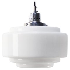 White Opaline Art Deco Glass Pendant Lamps