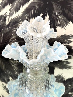 Fostoria White Opaline Hobnail Glass Epergne Vase, circa 1950s