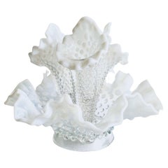 Fostoria White Opaline Hobnail Glass Epergne Vase, c. 1950's
