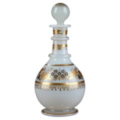 Antique White Opaline Bottle with Desvignes Decoration