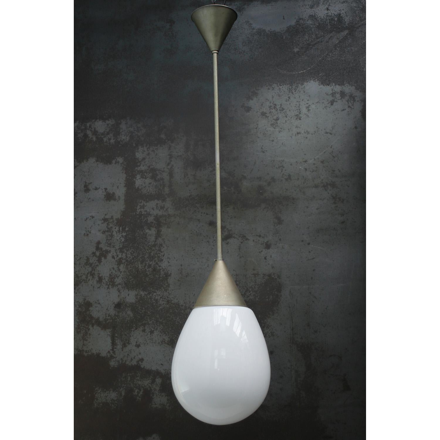 Mid-Century Modern White opaline drip shape glass pendant by Gispen, Holland