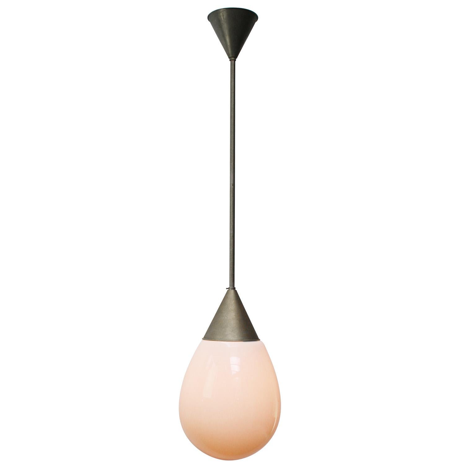 Dutch White opaline drip shape glass pendant by Gispen, Holland